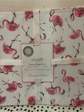 colordrift Flamingo Island Water-Repellent Pink Placemat Set (Set of 4)